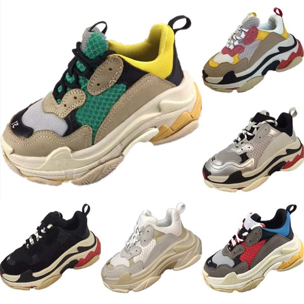 

2019 Дети Triple-S из кожи и сетки делают старые спортивные туфли