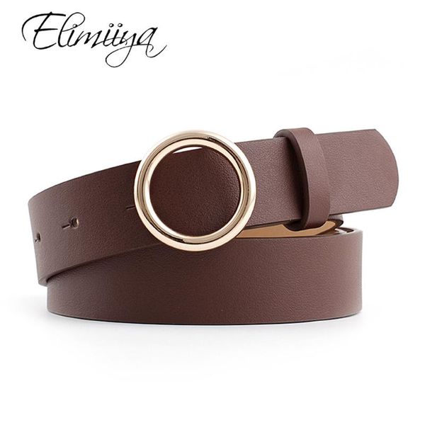 

elimiiya ins women belt female women's punk ring leather metal buckle belts strap waistbelt for jeans dress ceinture femme, Black;brown