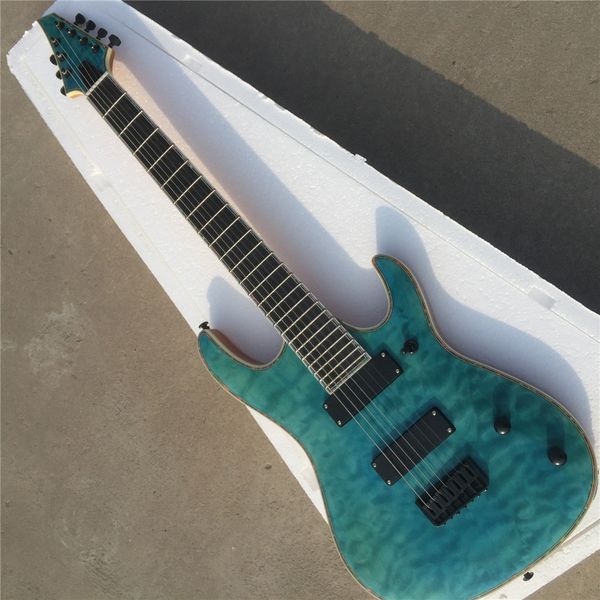 

uality quilted maple string through body ebony fretboard 7 string electric guitar guitars