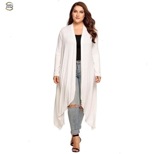 

women cardigan jacket plus size autumn open front solid draped lady large long large sweater big oversized l-5xl, White;black