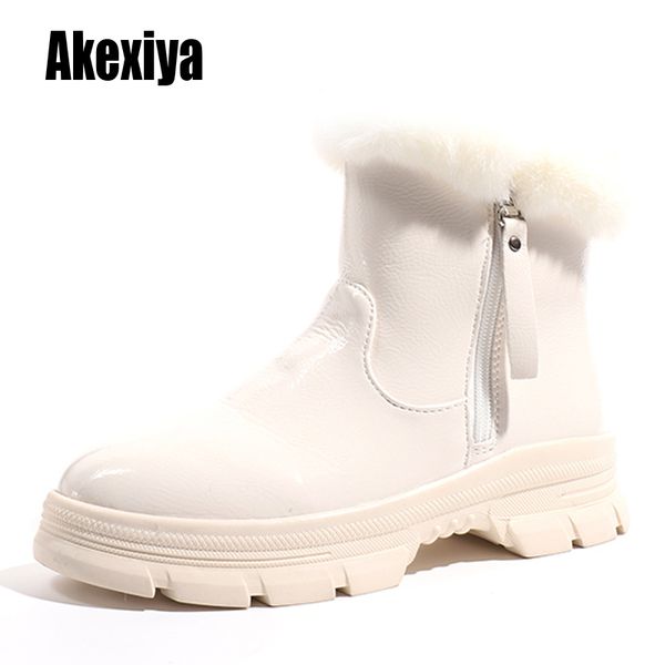 

white shoes winter warm sneakers for women snow boots velvet fur winter 2020 female ankle boots platform shoes fur k952, Black