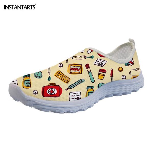 

instantarts new flat shoes woman mesh slip on nursing ballet shoes women ladies light beach loafers zapatos, Black