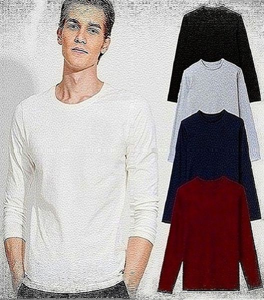 

new mens basic t shirts longline designer long sleeve o-neck solid leaves male casual style 0gsg, White;black