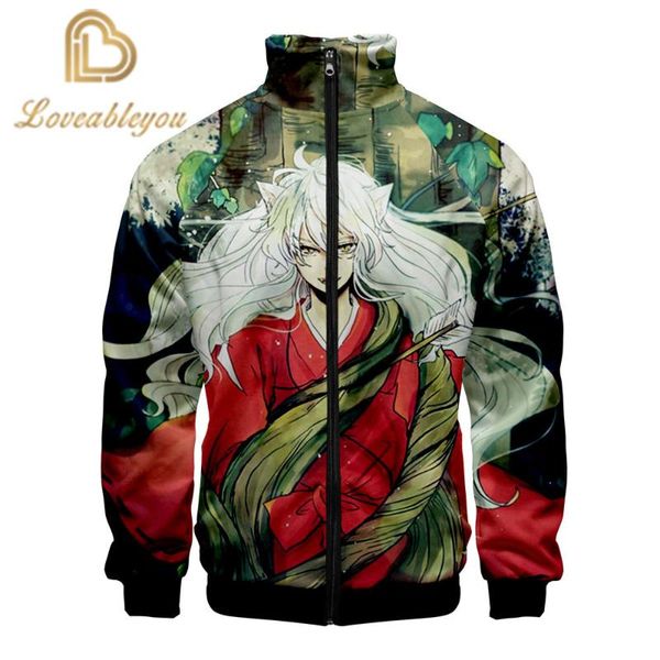 

2020 новый inuyasha 3d печатный стенд воротник молния куртка мужчины женщины мода inuyasha толстовка ainme с длинным рукавом куртки одежда, Black