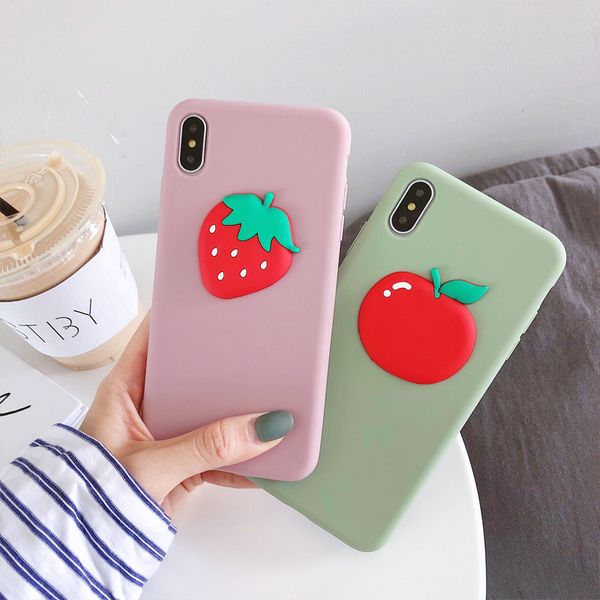 

3d cute animal solid color soft phone case for iphone x xr xs 11 pro max 6 7 8 plus silicon protection back cover for iphone 11