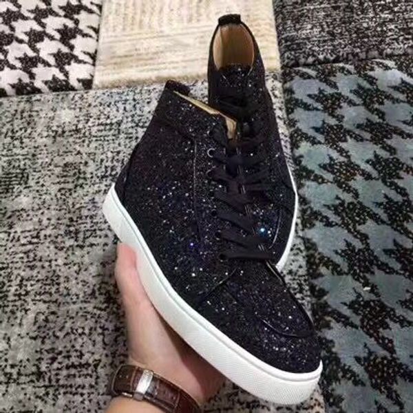 

brands black glitter leather red bottom sneakers shoes for women,men high red sole autumn winter casual walking eu35-47