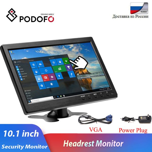 

podofo 10.1" lcd hd car headrest monitor hdmi/vga/av/usb/sd tv&pc 2 channel video input security monitor dvd player with speaker
