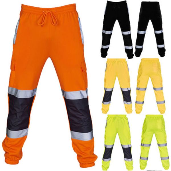 

mens casual reflective pants long trousers tracksuit workout joggers sweatpants, Black