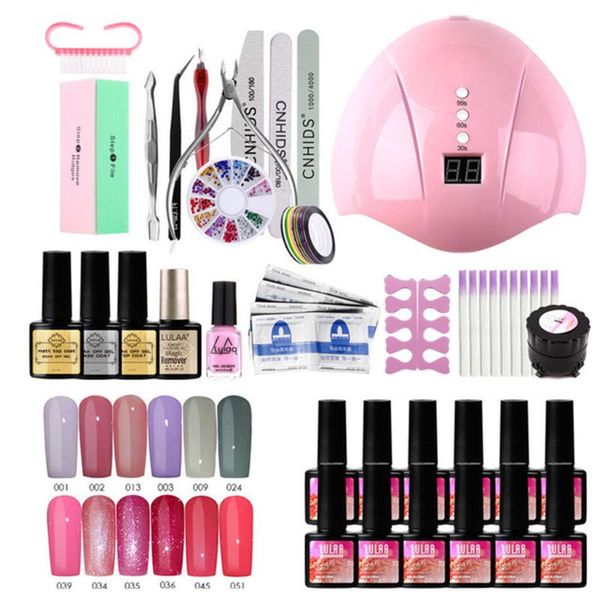

nail kit with led lamp nail 10w uv led lamp dryer with 12pcs gel polish kit soak off manicure professional tool