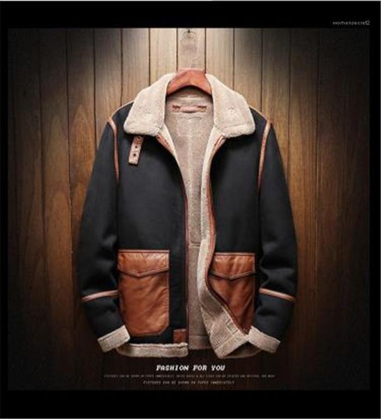 

плюс бархатная кожа повседневные плюсы размер кожаная куртка лацкан шеи молния зимние пальто мужские замшевые строчки, Black;brown