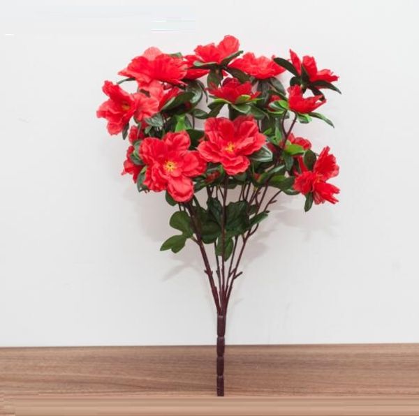 Buquê de flores de rododendro artificial 30 cabeças 38 cm de altura linda azaléia flores artificiais venda quente buquê de rosas