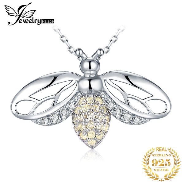 

jpalace bee cz silver pendant necklace 925 sterling silver choker statement necklace women silver 925 jewelry without chain
