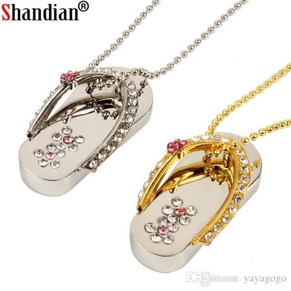 

wholesale metal crystal slippers usb flash drive memory stick usb stick 4gb 8gb 16gb 32gb pendrives girl's gift beauty shoes
