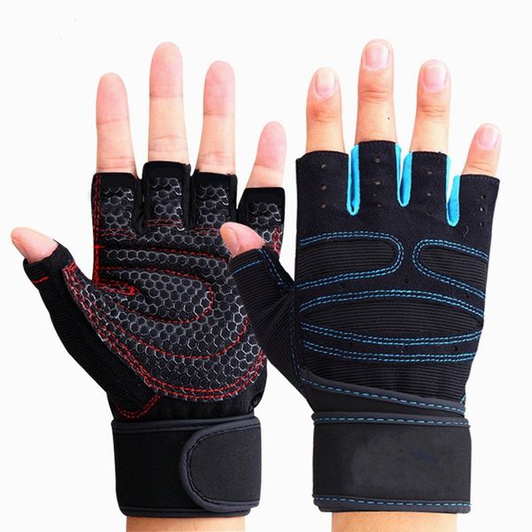 

1 pair riding gloves sports fitness gloves wrist weightlifting hand half finger gym training bodybuilding sports