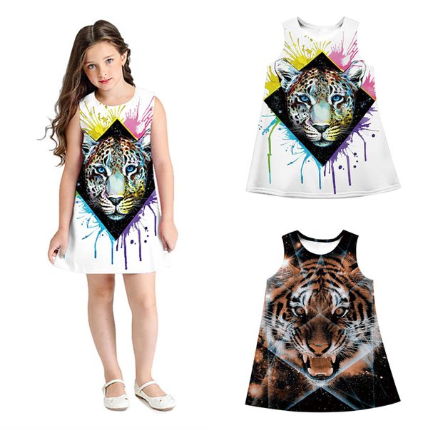 

summer kids clothes 2 designs animal 3d printed kids girls dresses sleeveless dress kids designer clothes girls jy54, Red;yellow