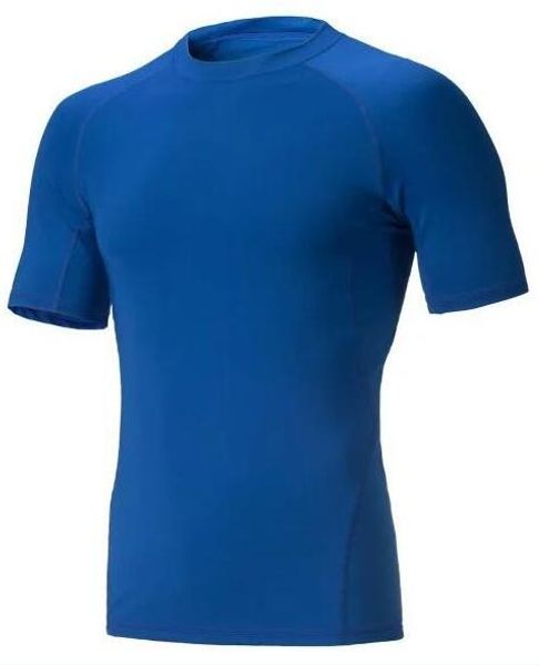 

2019 men's tight clothes running short-sleeved quick-drying t-shirt 374, Black;blue