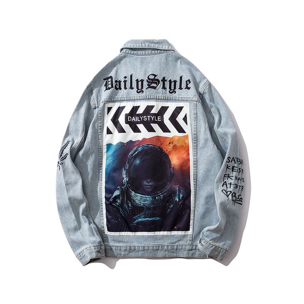 

harajuku оригинальный символ пробела мужские джинсы куртка hip hop синий jaqueta джинсовой куртки мужчина для chaqueta hombre bomber jacket, Black;brown