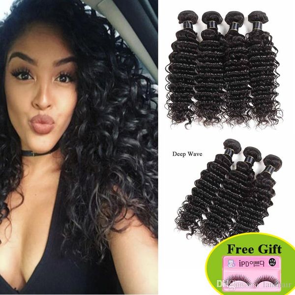 

deep wave бразильского virgin extensions волоса соткать оптового индийского перуанской глубокой волну remy человеческих волосы переплетения, Black