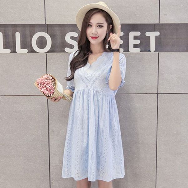 

2019 new summer fashion pregnant women lace solid dresses maternity dresses for p shoot pregnancy dress clothes vestidos s21, White