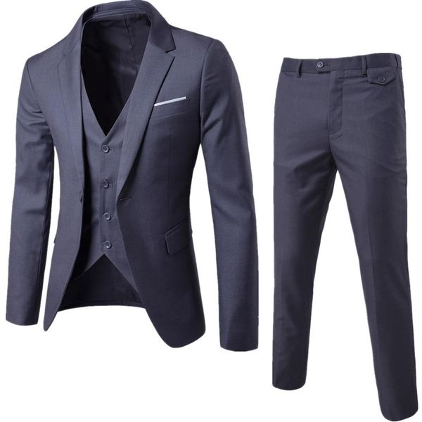 

male suits blazer slim business formal dress spring summer thin waistcoat groom man suit exquisite weeding office pants set oeak, White;black