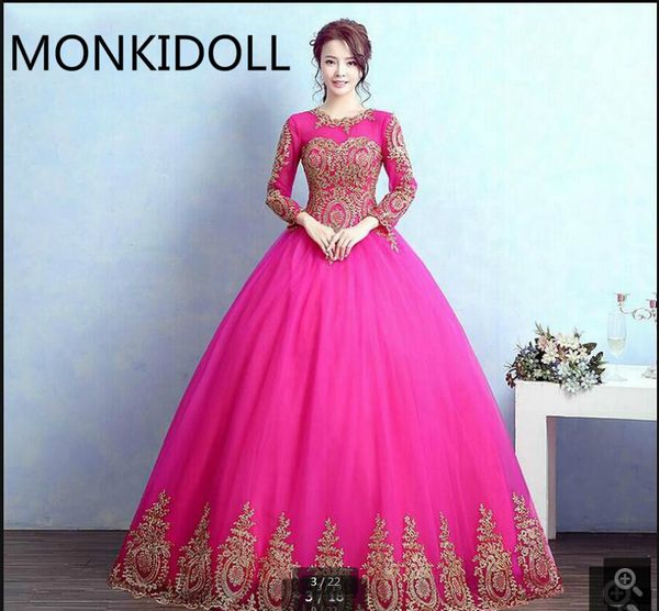 

robe de soiree бальное платье с рукавом 3/4 стильное платье выпускного вечера фуксия полая спина сексуальный корсет принцесса сладкие 16 вып, Black