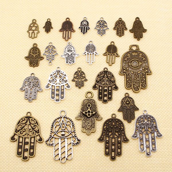 

80 pieces wholesale jewelry lots fatima hand hamsa star of david in hamsa hand hj015, Bronze;silver