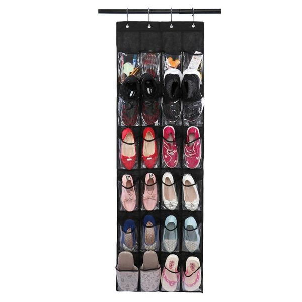 

door shoe organizer 24 durable pockets, hooks, large nonwovens mesh pocket hanging organizers