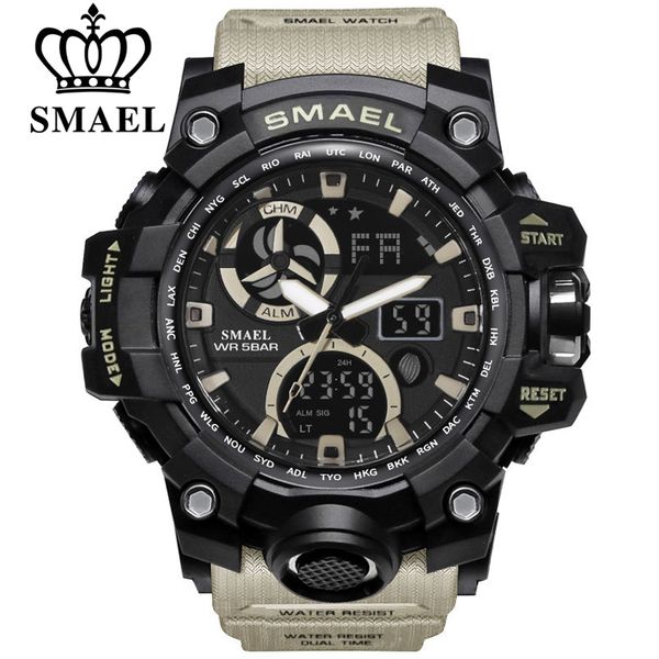

smael army watches digital backlight relogio masculino alarm watch men led wristwatches sport watch 1545c, Slivery;brown