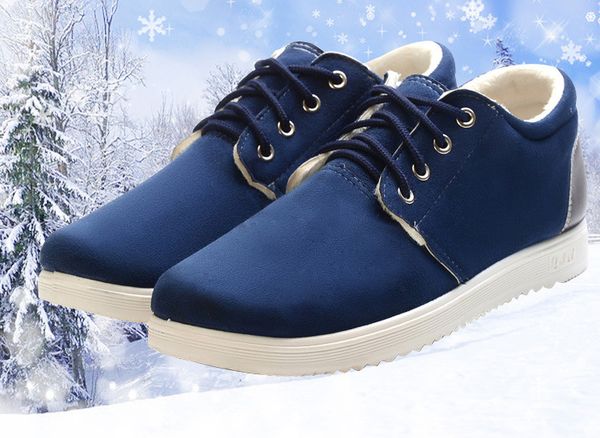 

men casual sneakers shoes men casual warm slip on short ankle boots shoes male outdoor sports fur platform winter sneakers, Black