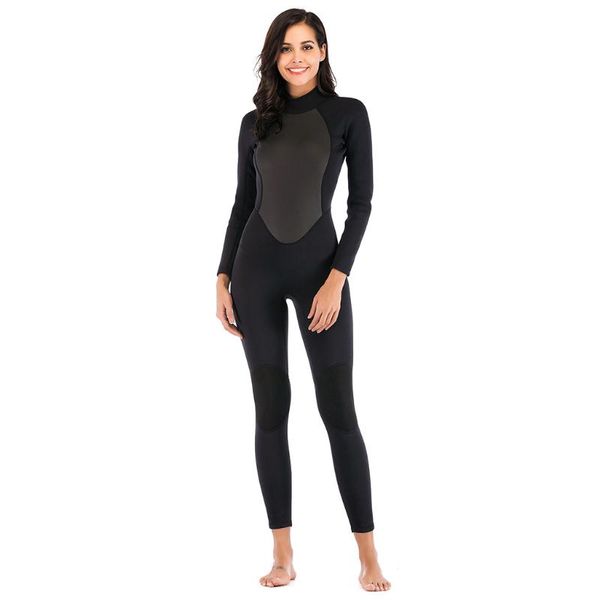 

womail women's sharks bart winter swimming 3mm thick material siamese diving suit surfing sunscreen quick dry surfing suit