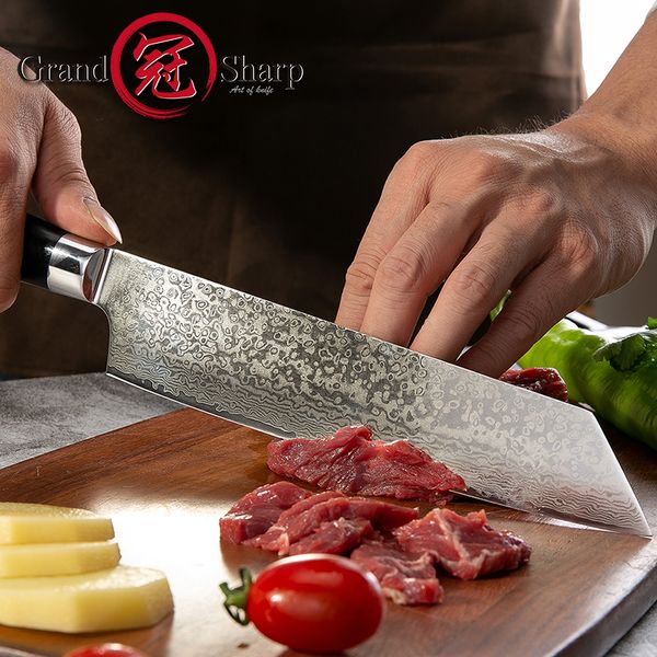 

grandsharp 8.2 inch vg10 damascus steel japanese kitchen knives g10 handle razor sharp japanese damascus blade chef knife with gift box