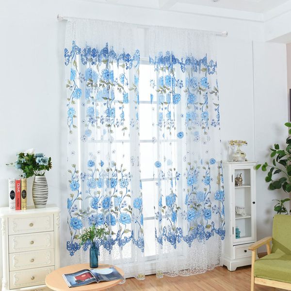 

floral window screening polyester uv protection balcony l shower curtains window gauze lightweight peony home decor