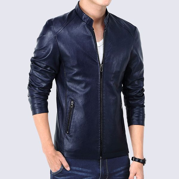 

british style faux leather jacket coat men 2020 spring autumn slim fit casual jacket male red mens leather windbreakers jackets, Black