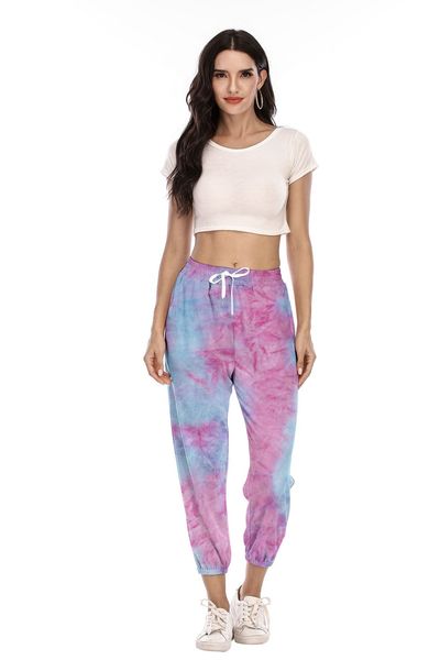 

women pants 2020 autumn tie-dyed casual sports trousers home pants female drawstring heavyweight active yoga pants breathable sell, Black;white