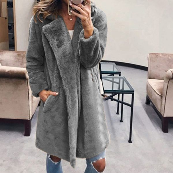 

wenyujh winter coat women 2020 new fashion faux fur coats women casual thick warm outerwear fake fur jacket chaquetas mujer, Black