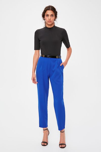 

trendyol saks high bel pants twoaw20pl0172, Black;white