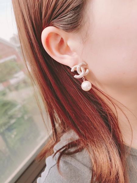 

Luxury quality drop earring with pearl and logo for women wedding earring fa hion jewlery drop hipping p 5618