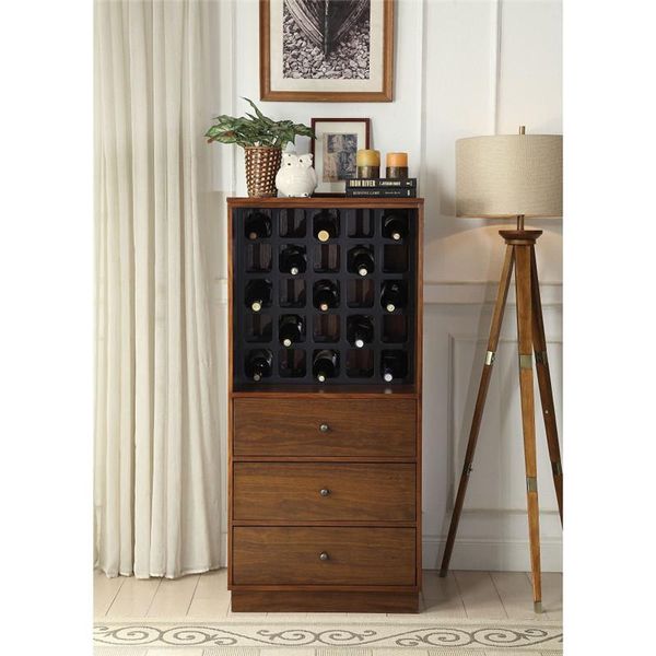 

european style acme wiesta wine cabinet in walnut 97542 design living room furniture us fast shipping