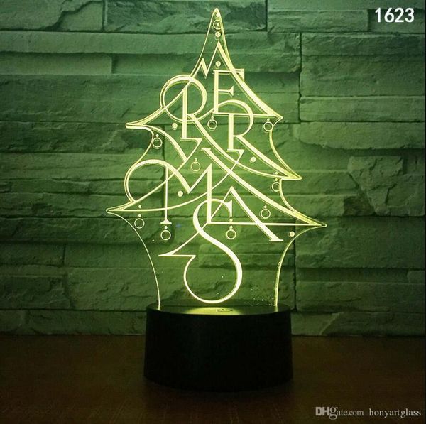 Albero di Natale Pupazzi di neve Animali Cartoni animati Luce Insetti Personaggio musicale Lampada a LED Illusion 3D Mini luci colorate alimentate tramite USB