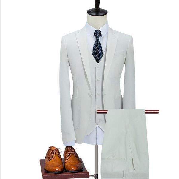 

новая мода тонкий мужской костюм-тройка костюм (пальто + брюки + жилет) корейское официальное деловое мужское платье, White;black