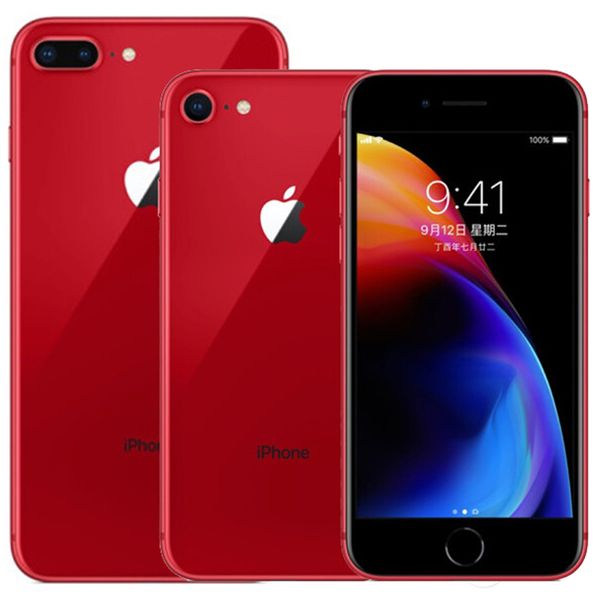 

red color refurbished original iphone 8 / 8 plus fingerprint ios a11 hexa core 64/256gb rom 12mp unlocked 4g lte smart phone dhl 1pcs