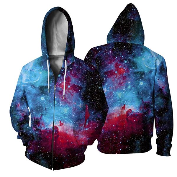 

new style men's designer hoodies stretch sweatshirts rap hip hop zipper cardigan 3d printing starry sky couples with clothing s-5xl 003, Black