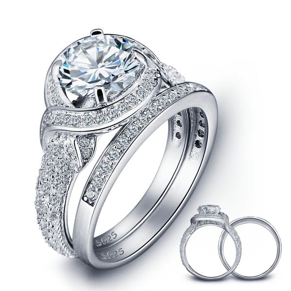 

engagement ring of female s925 pure silver ornaments pearl inlay zircon ring true platinum plating microscope female