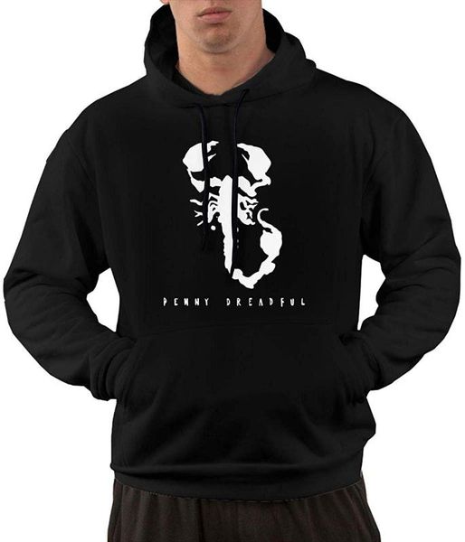 

vavivia men's hoodies print penny dreadful fleece pullover sportswear with pocket winter summer streetwear hoodies sweatshirts, Black