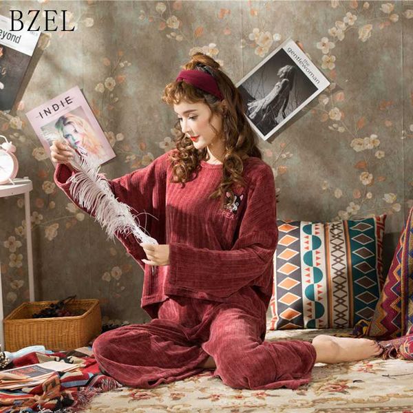 

bzel cute cartoon dog pajama sets women long sleeve sleepwear round neck pijama femme two piece set pyjamas women sleep lounge, Blue;gray