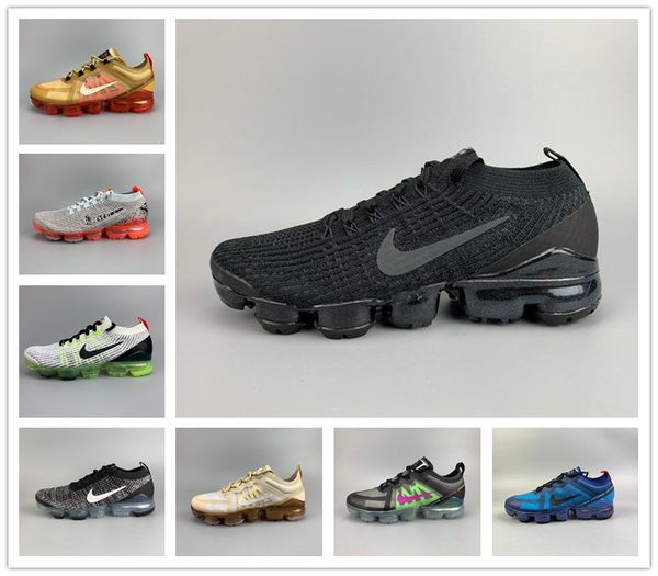 

2019 nike air vapormax knit 2.0 3.0 fly running shoes men women zebra triple heritage cushion vast dusty cactus trainer sneakers, Black