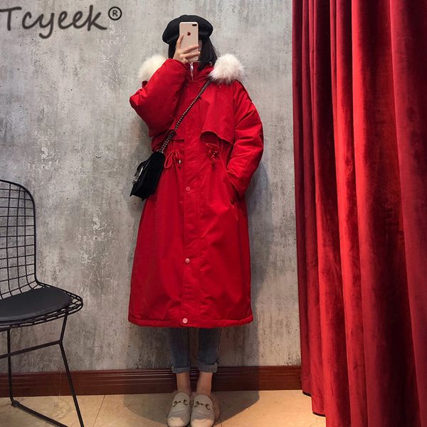 

large fur collar warm parka padded women's down cotton jacket winter coat female jacket korean vintage women clothes 2019 lw1607, Tan;black
