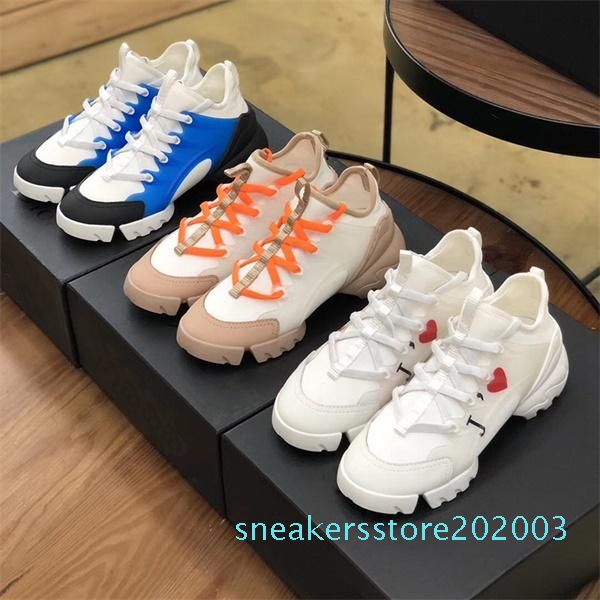 

multi-colored women connect sneaker designer shoes neoprene platform genuine leather trainers vintage big sole shoes height 5cm with box s03, Black
