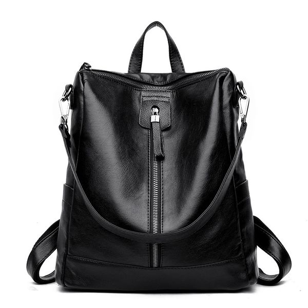 

multi-functional backpack women's bag college student school bag soft surface pu leather