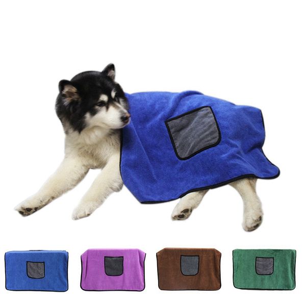 

1pcs pet dog towel super absorbent dog bathrobe microfiber bath towels quick-drying cat bath towel with pocket pet bath supplies